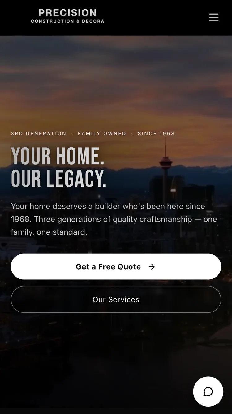 Precision Construction & Decora mobile view
