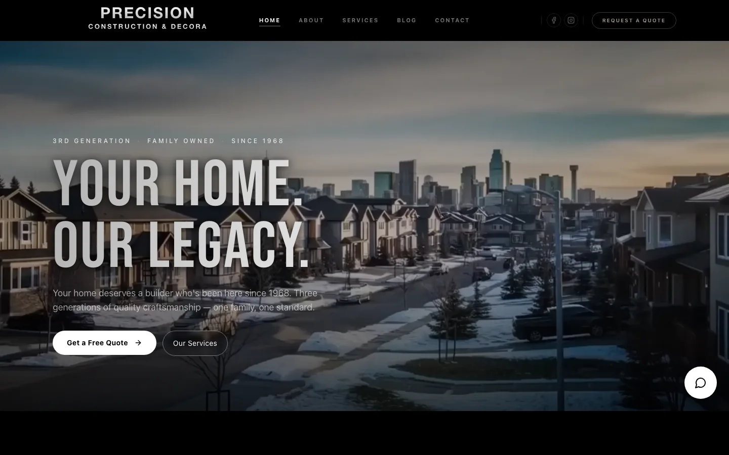 Precision Construction website screenshot
