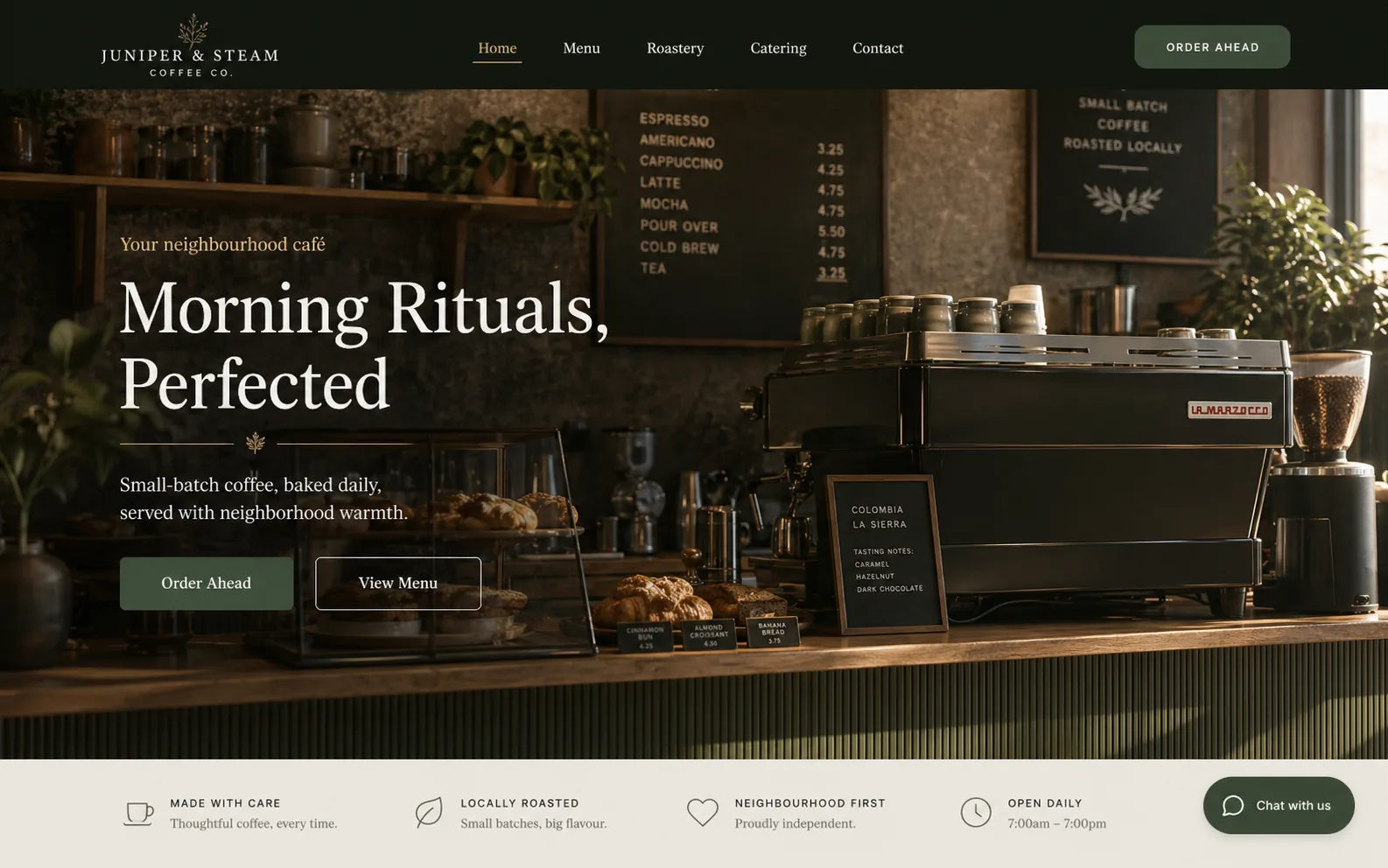 Coffee shop homepage