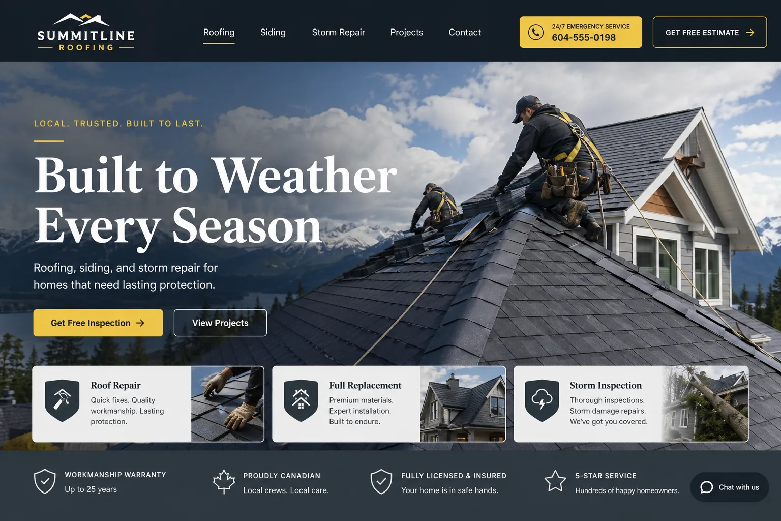 Roofing company demo preview